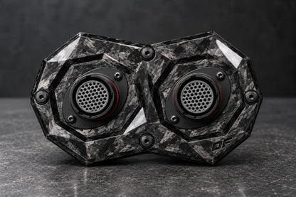 Large Dorifab dual forged carbon bulkhead plate, front view showing oval connector flanges and diagonal fixings.