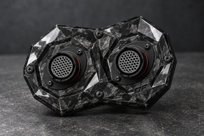 Large Dorifab dual forged carbon bulkhead plate with autosport connector fitment, three-quarter view.