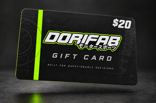 Dorifab $20 AUD digital gift card in neon lime with matching logo outline