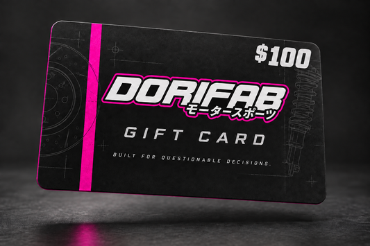 Dorifab $100 AUD digital gift card in hot pink with matching logo outline