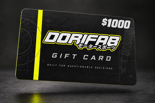 Dorifab $1000 AUD digital gift card in neon yellow with matching logo outline
