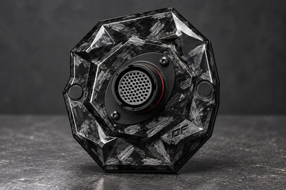 Large Dorifab single left forged carbon bulkhead plate, front view showing oval connector flanges and diagonal fixings.